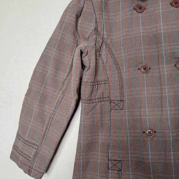 Mexx Girls Fall Winter Grey Plaid Long Jacket 7-8 Years 100% Cotton - Picture 3 of 7